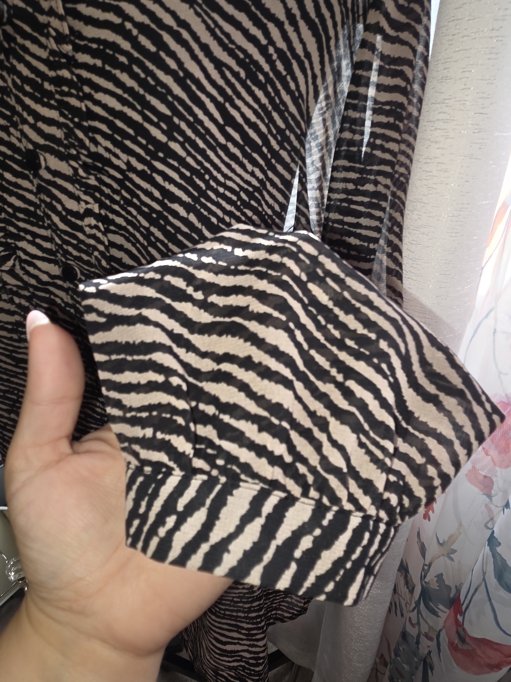 cleo Black and Cream Zebra-Print Button Front Blouse - Picture 7 of 9